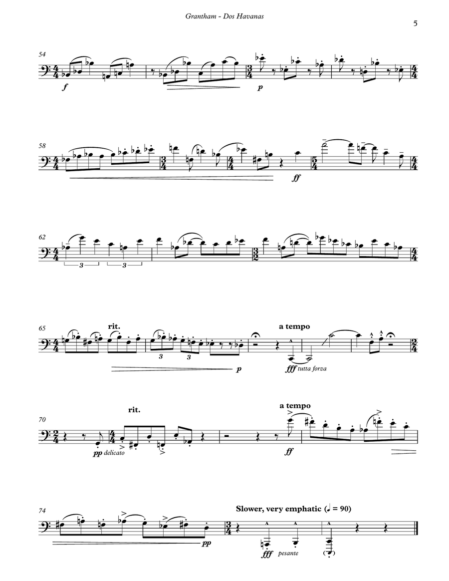 Dos Havanas for Unaccompanied Bass Trombone Trombone scores gallery preview page 4