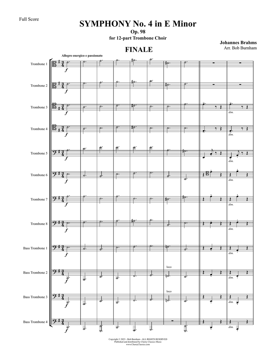 Symphony No. 4 Finale for 12-part Trombone Choir Trombone scores gallery preview page 2