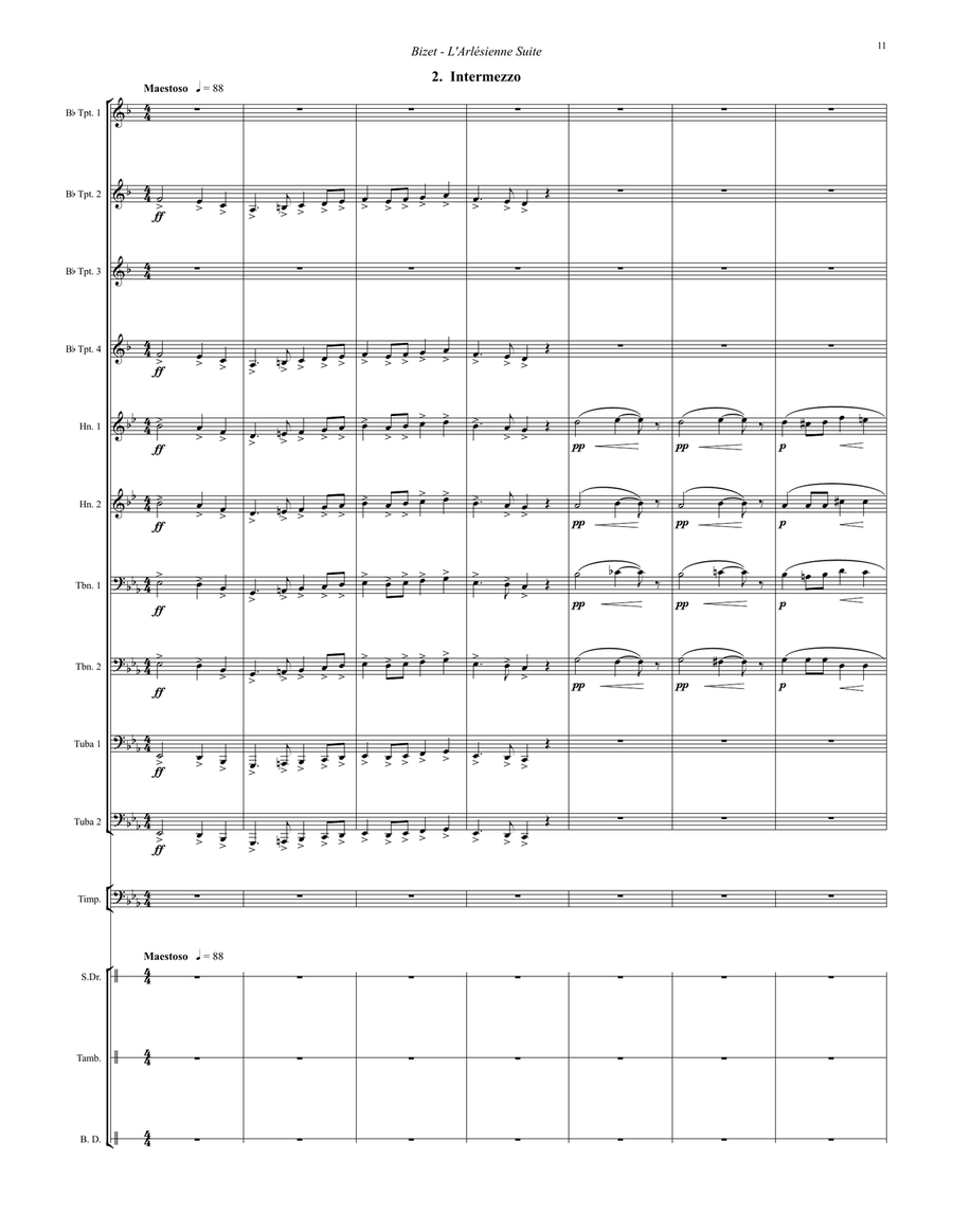 L'Arlesienne Suite Brass Ensemble and Percussion Percussion scores gallery preview page 3