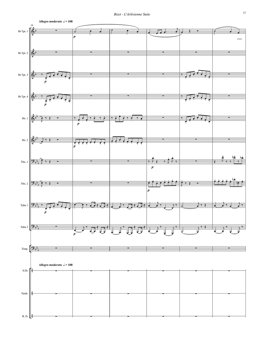 L'Arlesienne Suite Brass Ensemble and Percussion Percussion scores gallery preview page 4