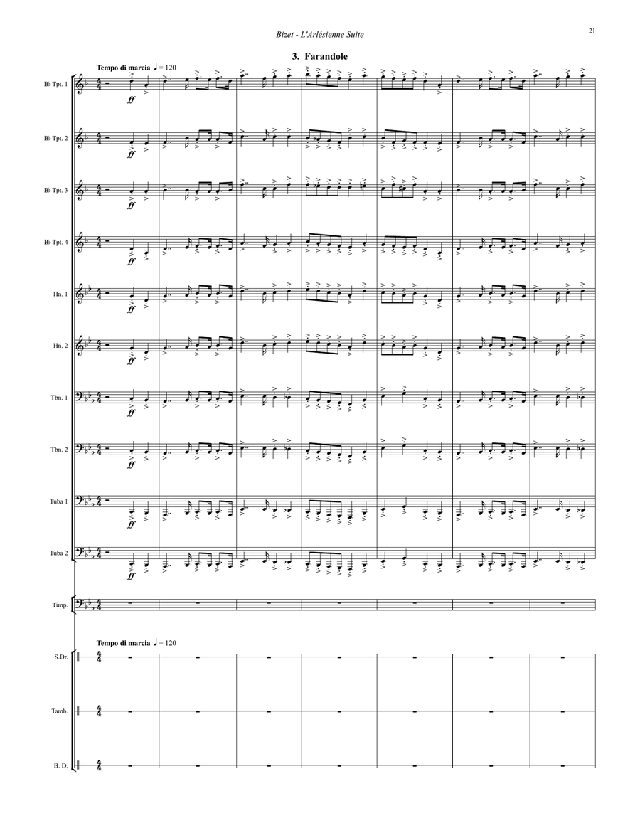 L'Arlesienne Suite Brass Ensemble and Percussion Percussion scores gallery preview page 5
