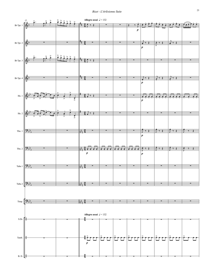L'Arlesienne Suite Brass Ensemble and Percussion Percussion scores gallery preview page 6