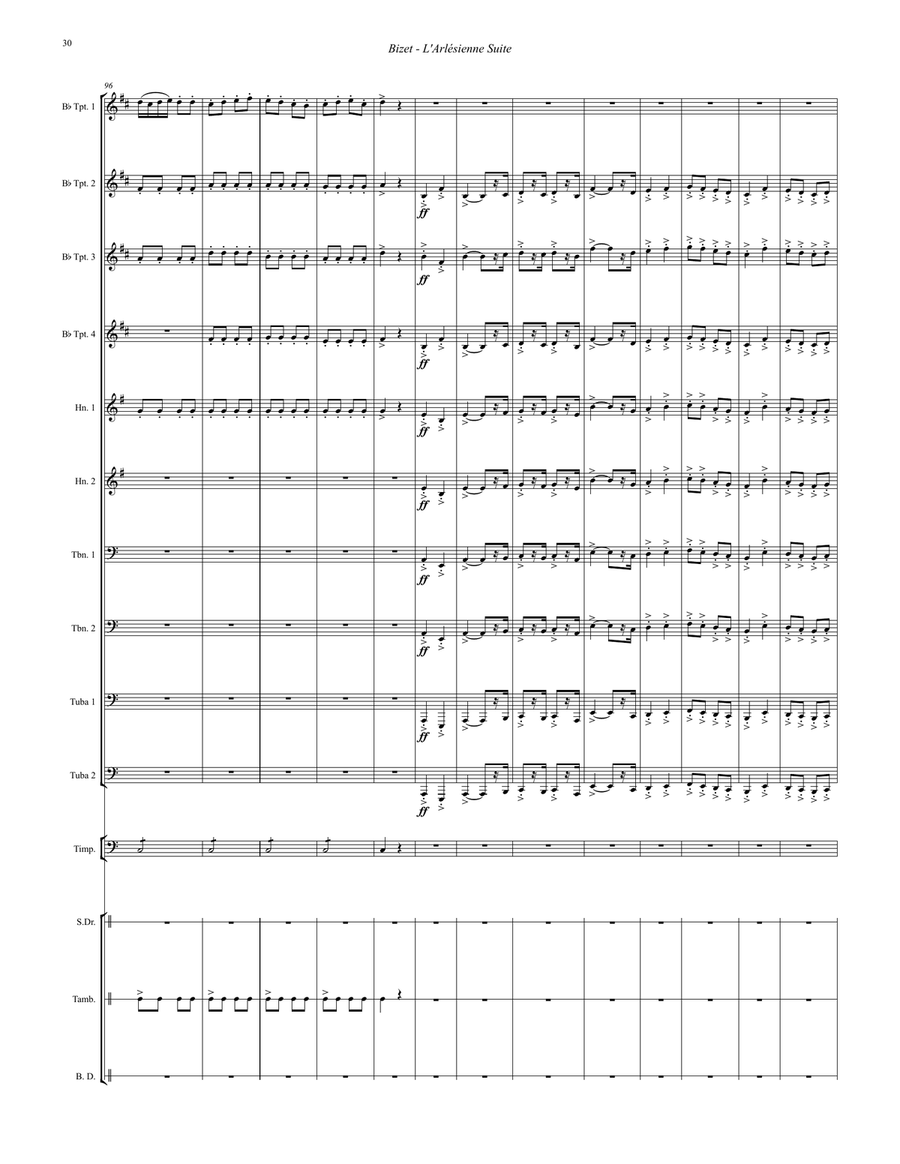 L'Arlesienne Suite Brass Ensemble and Percussion Percussion scores gallery preview page 7