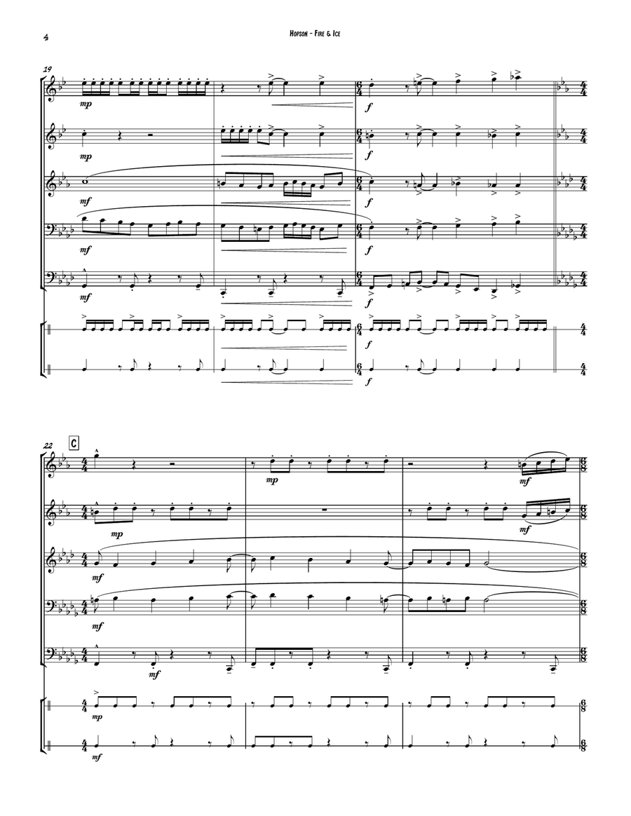 Fire and Ice for Brass Quintet and optional Percussion Score scores gallery preview page 3