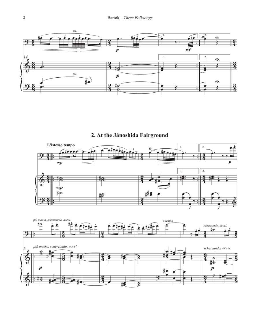 Three Folksongs for Euphonium and Piano Euphonium scores gallery preview page 3