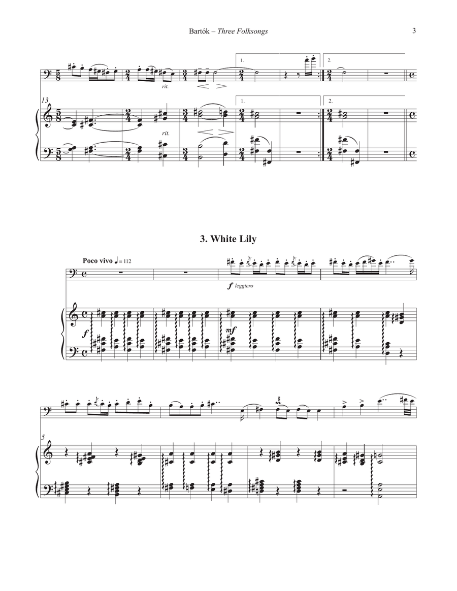 Three Folksongs for Euphonium and Piano Euphonium scores gallery preview page 4