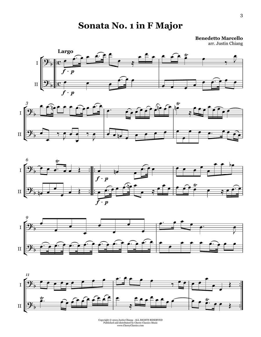 Sonatas 1-3 for Two Trombones Trombone Duet scores gallery preview page 3