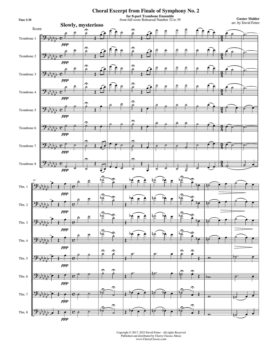 Symphony No. 2 Finale Choral Excerpt Trombone Ensemble Score scores gallery preview page 2