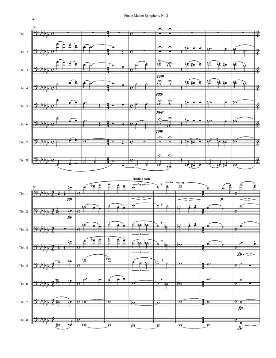 Symphony No. 2 Finale Choral Excerpt Trombone Ensemble Score scores gallery preview page 4