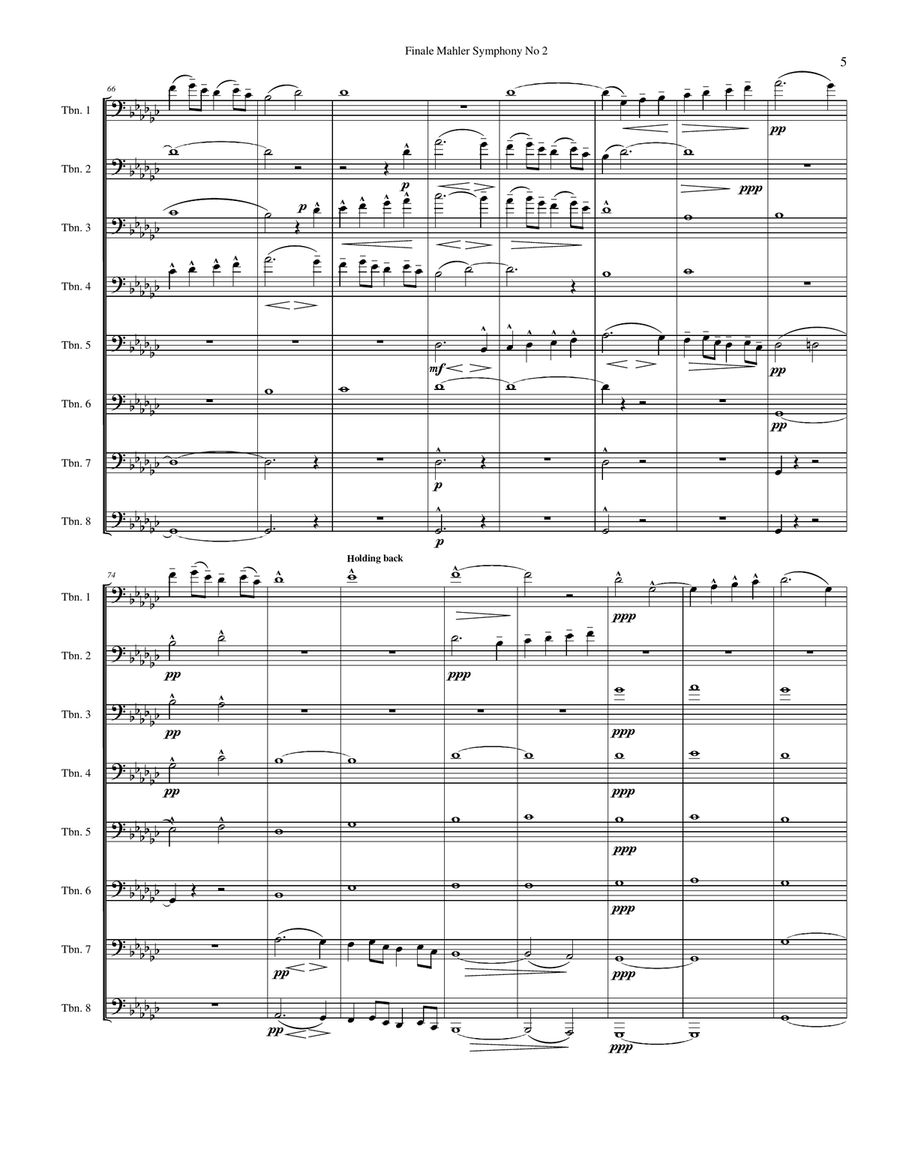 Symphony No. 2 Finale Choral Excerpt Trombone Ensemble Score scores gallery preview page 5
