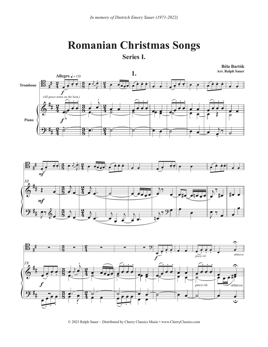 Romanian Christmas Songs for Trombone and Piano Piano Accompaniment scores gallery preview page 2