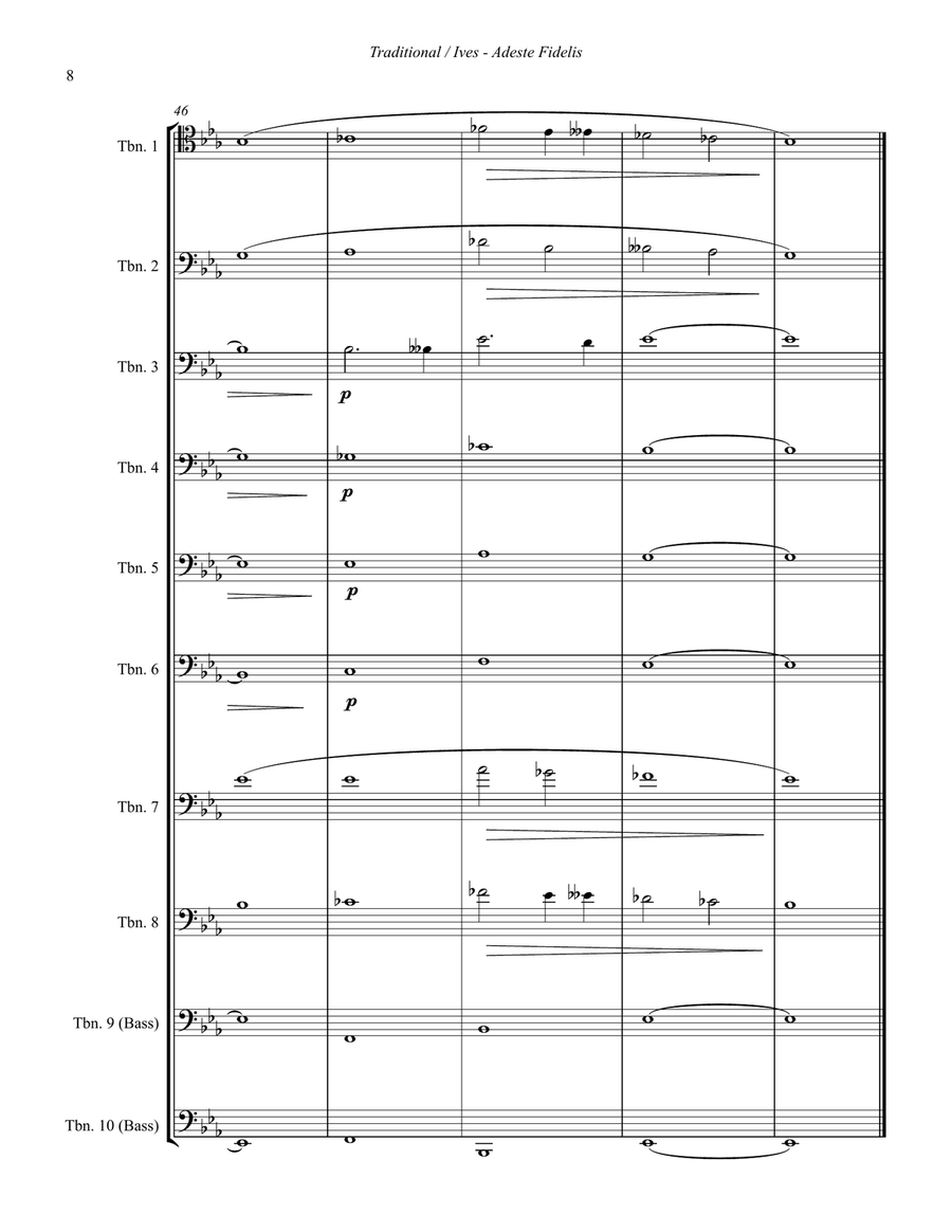 Traditional - Adeste Fidelis for Trombone Choir adapted by Charles Ives Trombone scores gallery preview page 4