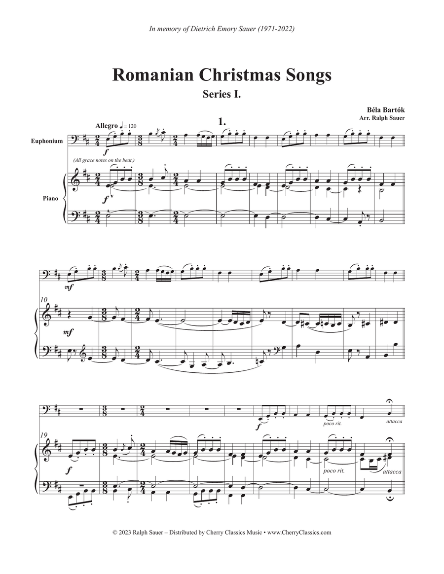 Romanian Christmas Songs for Euphonium and Piano Euphonium scores gallery preview page 2