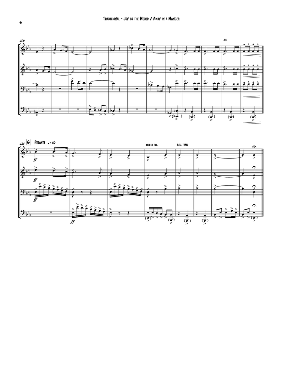 Joy to the World & Away In a Manger for Brass Quartet Brass Quartet scores gallery preview page 4