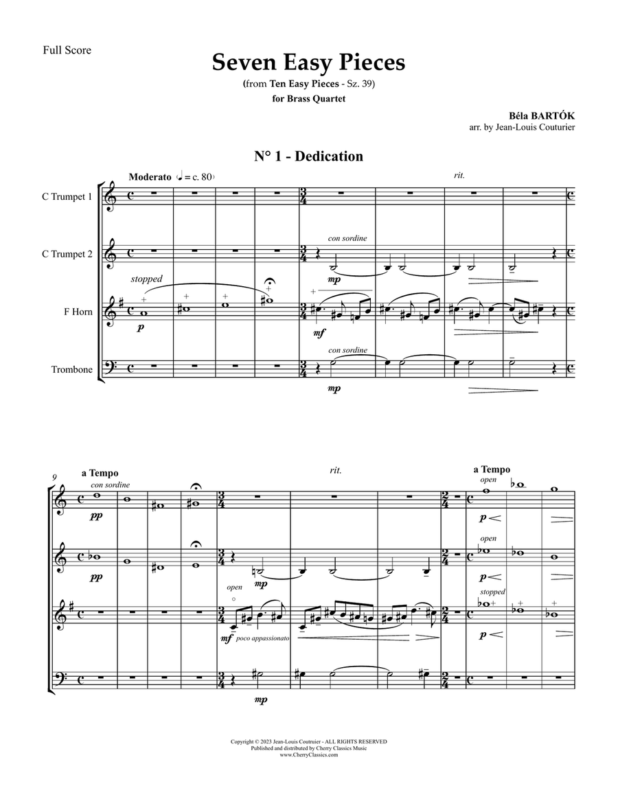 Seven Easy Pieces for Brass Quartet Brass Quartet scores gallery preview page 2