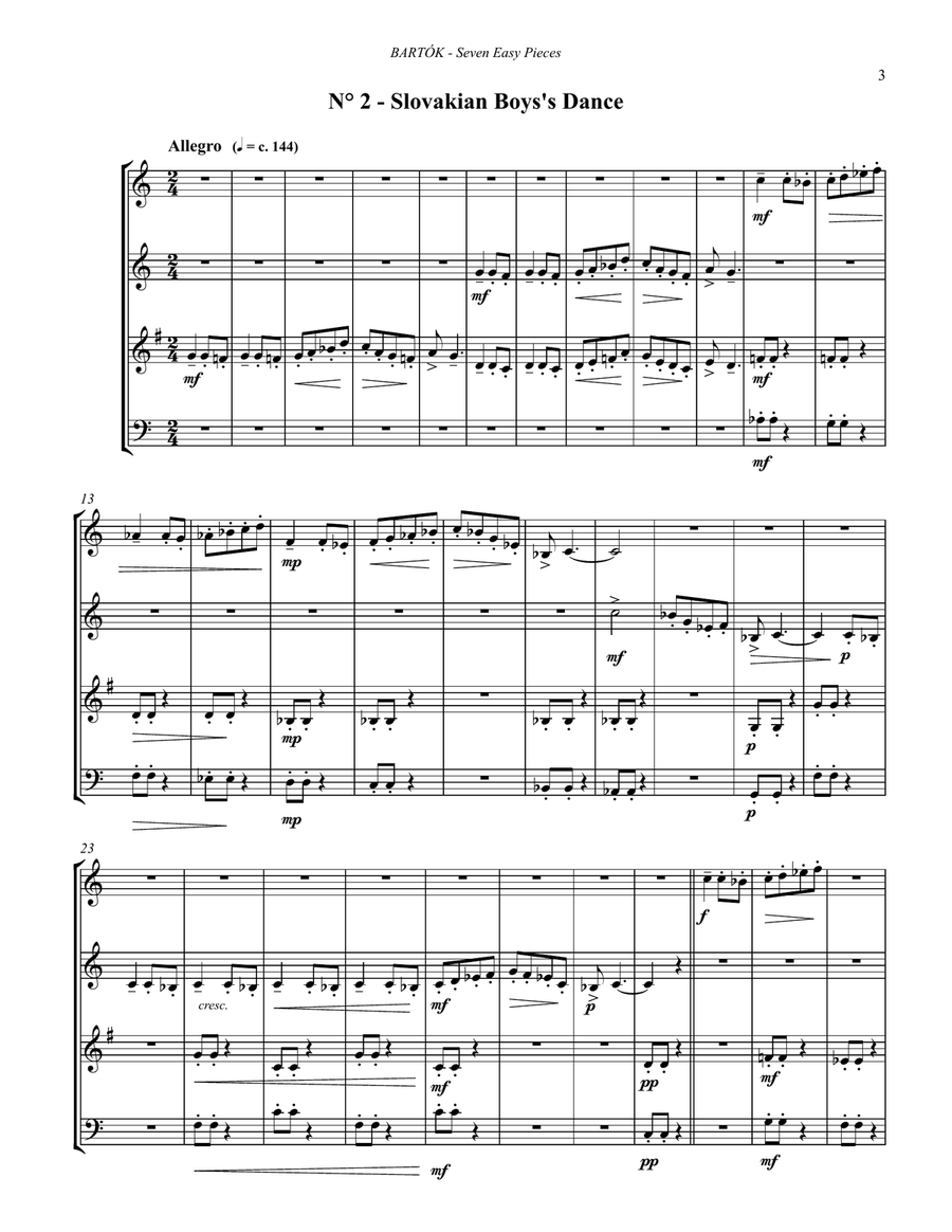 Seven Easy Pieces for Brass Quartet Brass Quartet scores gallery preview page 3
