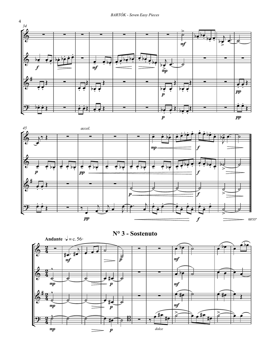 Seven Easy Pieces for Brass Quartet Brass Quartet scores gallery preview page 4