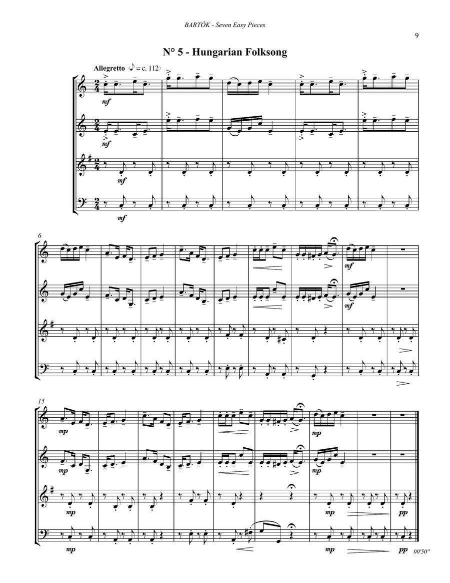 Seven Easy Pieces for Brass Quartet Brass Quartet scores gallery preview page 6
