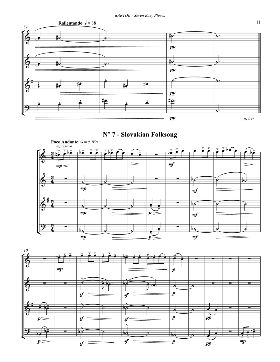 Seven Easy Pieces for Brass Quartet Brass Quartet scores gallery preview page 8