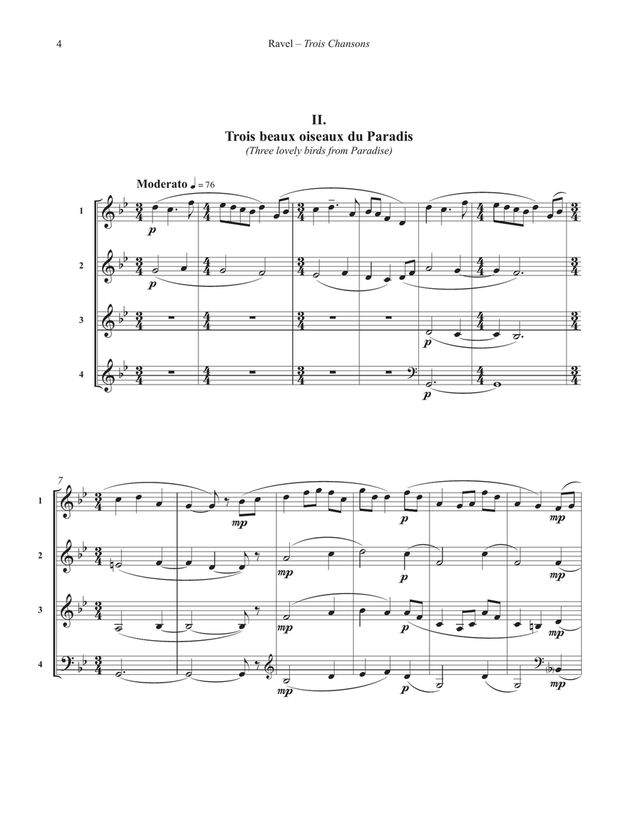 Trois Chansons for Horn Quartet French Horn Quartet scores gallery preview page 3