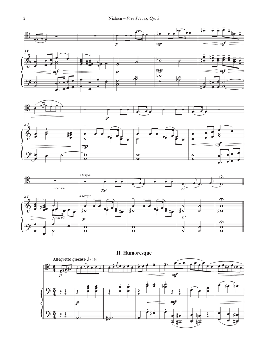 Five Pieces, Op. 3 for Trombone and Piano Piano Accompaniment scores gallery preview page 3