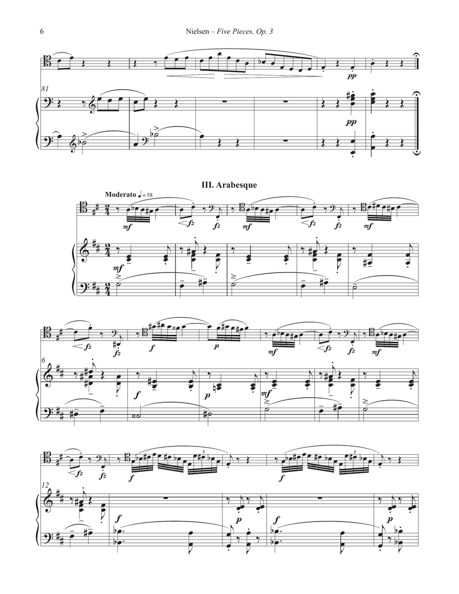 Five Pieces, Op. 3 for Trombone and Piano Piano Accompaniment scores gallery preview page 4