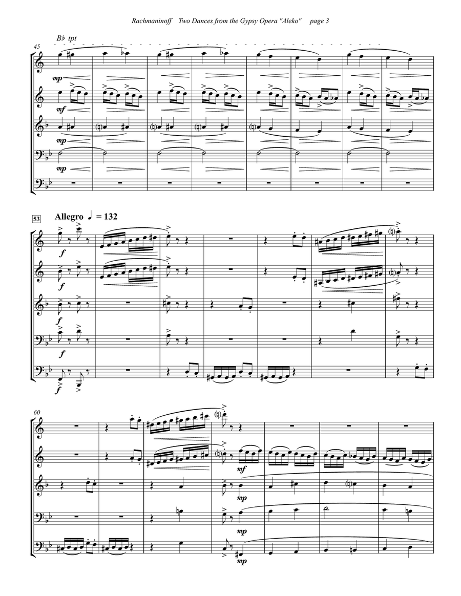 Two Dances from the Opera Aleko for Brass Quintet Brass Quintet scores gallery preview page 3