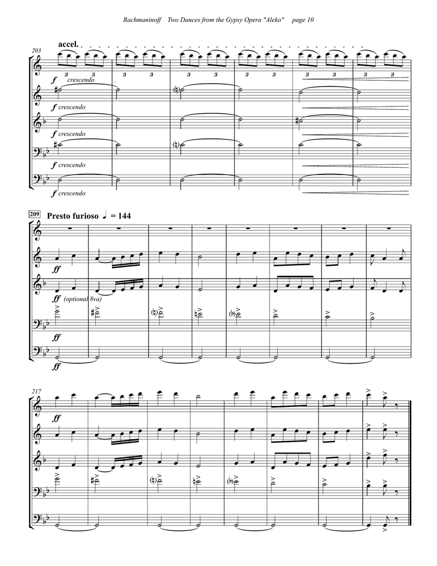 Two Dances from the Opera Aleko for Brass Quintet Brass Quintet scores gallery preview page 5