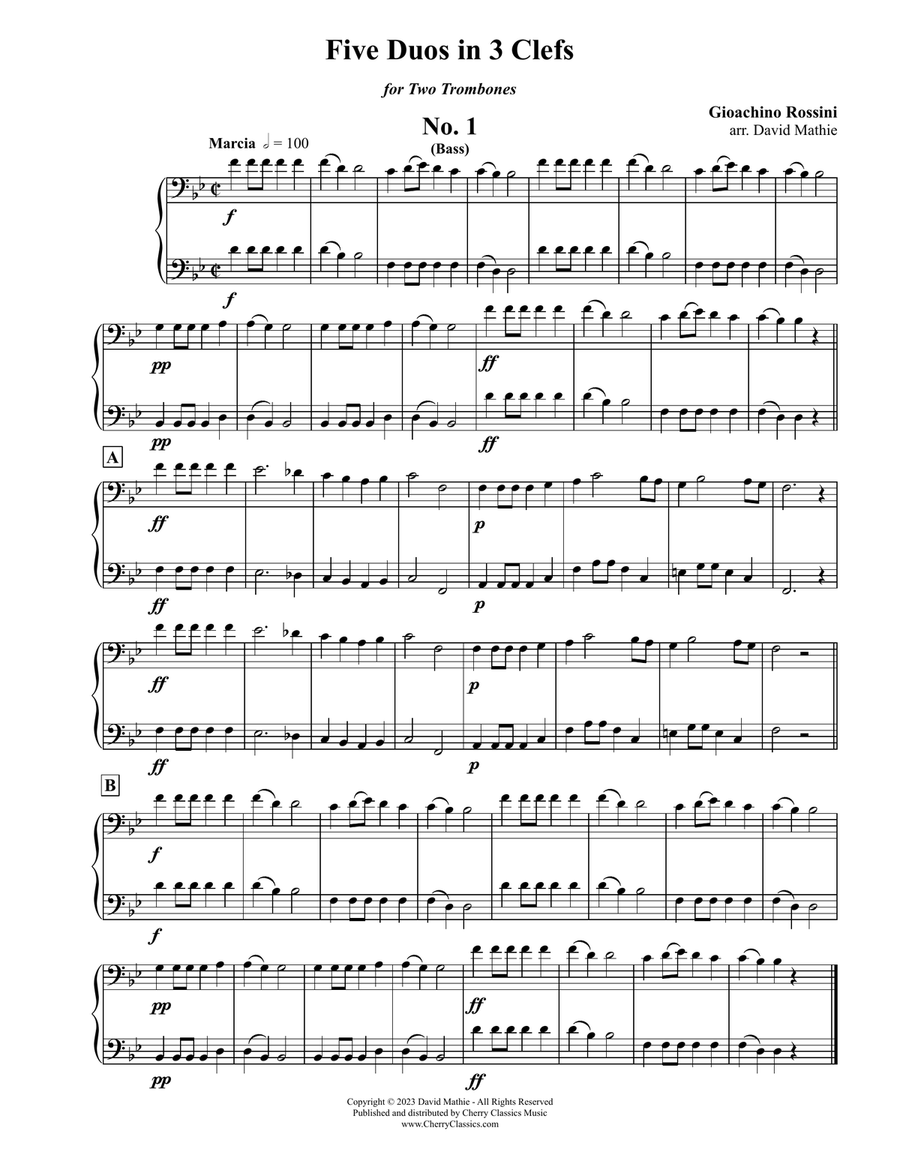 5 Duos in 3 Clefs for Trombones Brass Duet scores gallery preview page 3