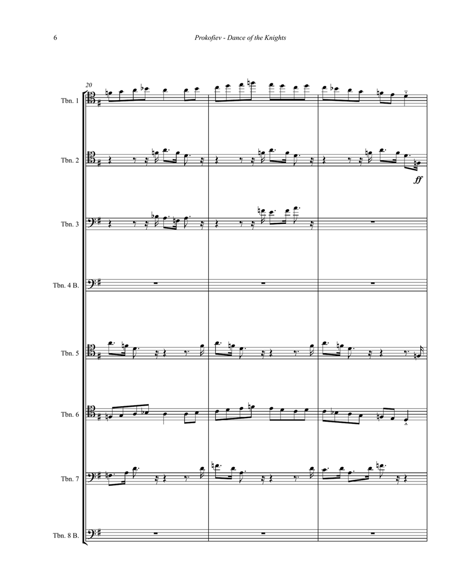 Dance of the Knights from Romeo & Juliet for 8-part Trombone Ensemble Trombone scores gallery preview page 3