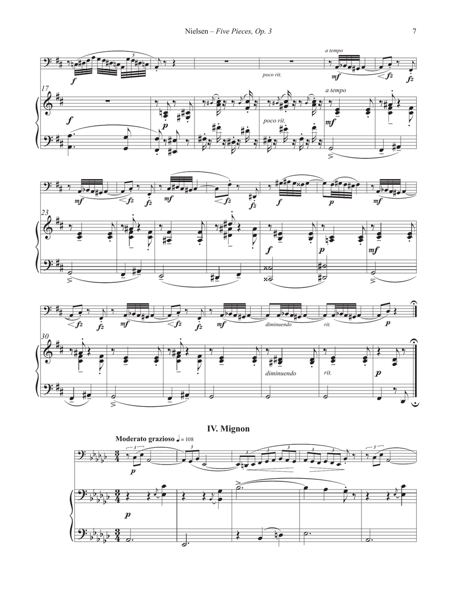 Five Pieces, Op. 3 for Tuba or Bass Trombone and Piano Bass Trombone scores gallery preview page 5