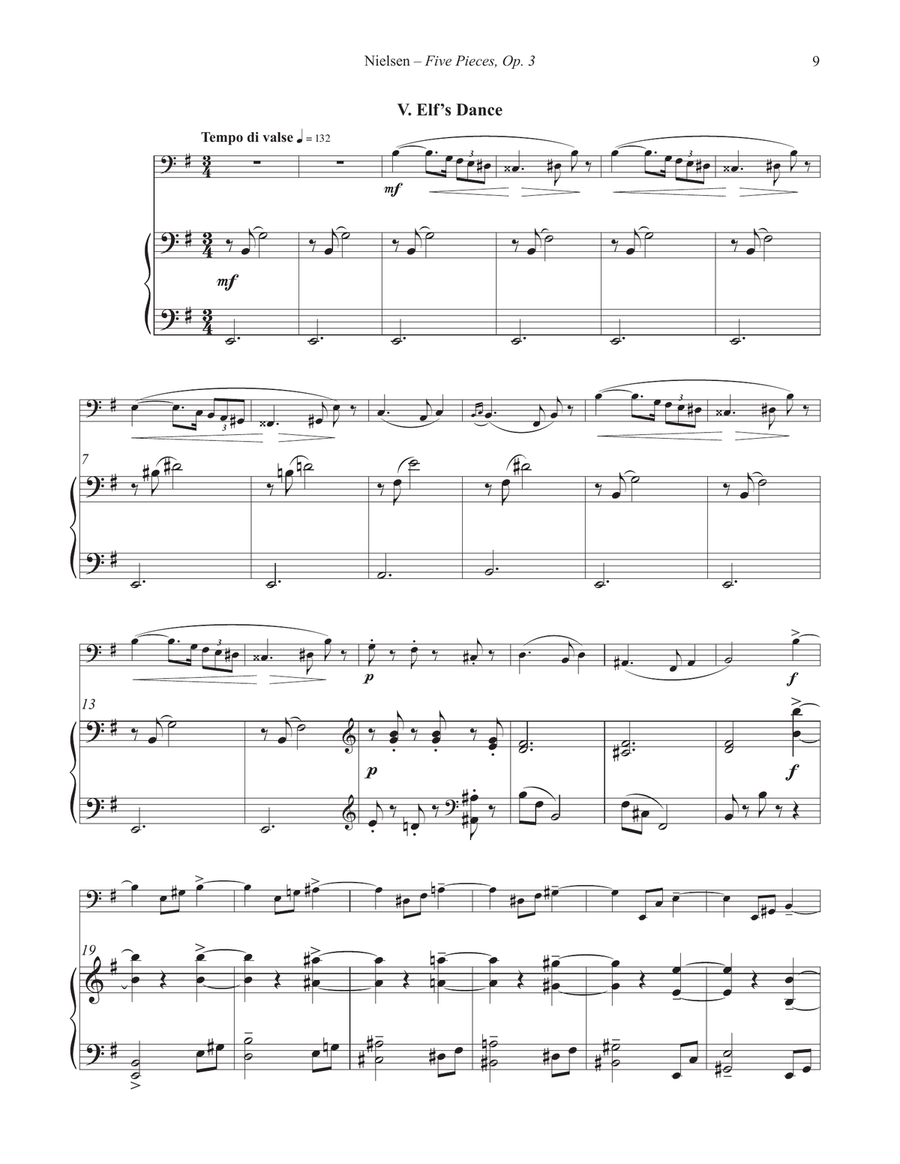 Five Pieces, Op. 3 for Tuba or Bass Trombone and Piano Bass Trombone scores gallery preview page 6