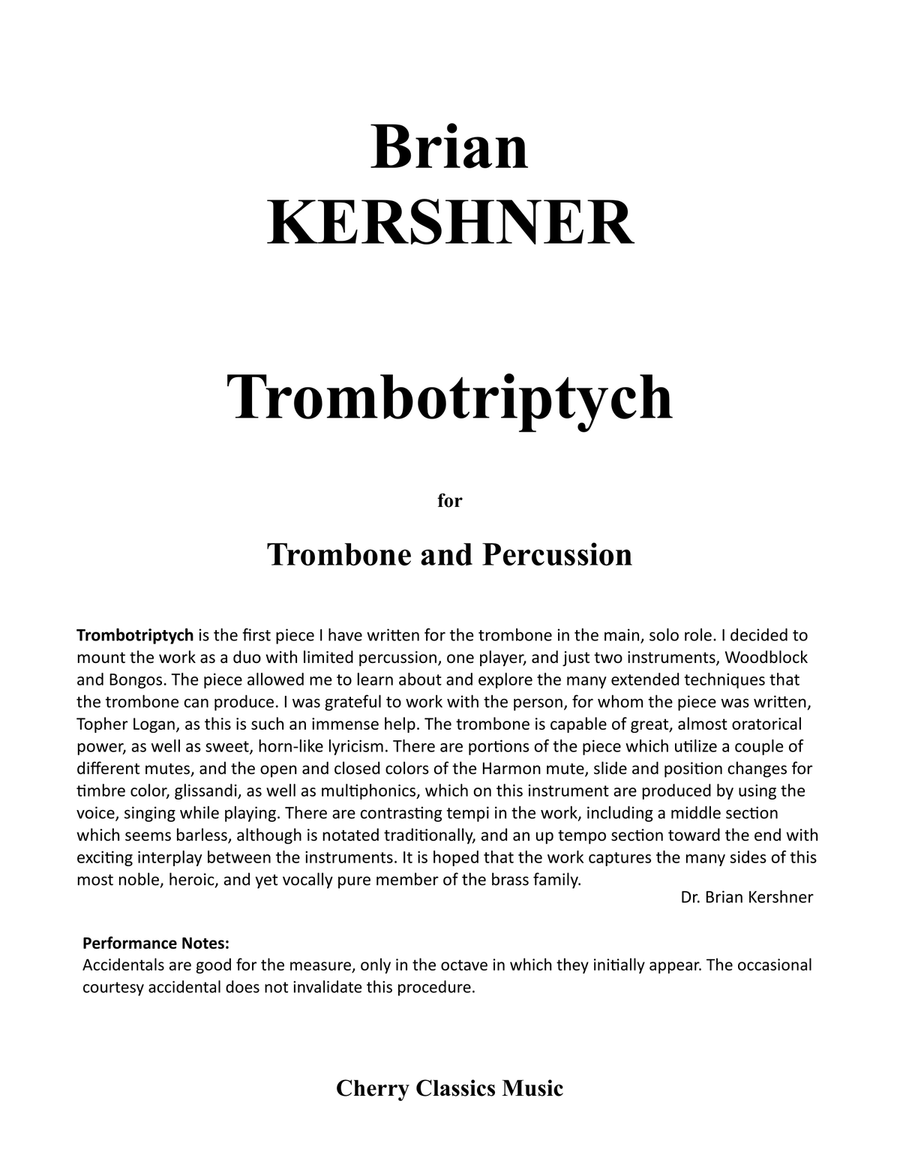 Trombotriptych for solo Trombone and Percussion Percussion scores gallery preview page 2