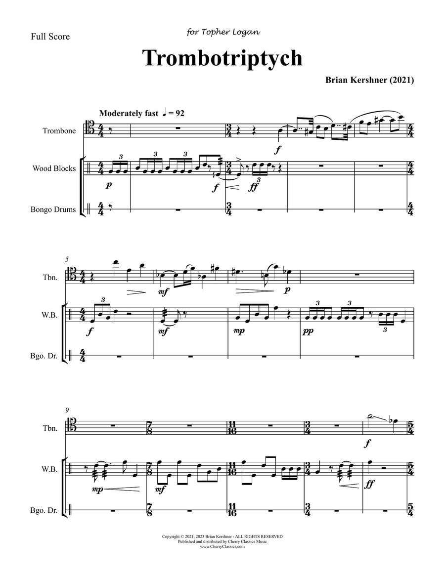 Trombotriptych for solo Trombone and Percussion Percussion scores gallery preview page 4