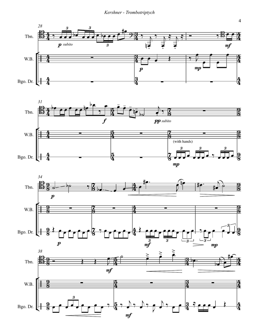 Trombotriptych for solo Trombone and Percussion Percussion scores gallery preview page 5