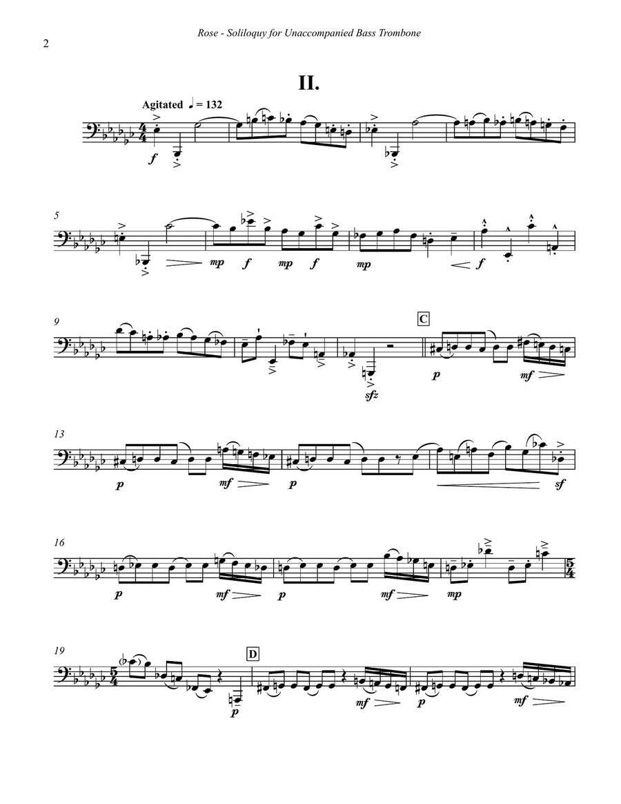 Soliloquy for Unaccompanied Bass Trombone Trombone scores gallery preview page 3