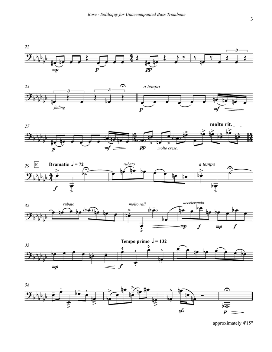 Soliloquy for Unaccompanied Bass Trombone Trombone scores gallery preview page 4