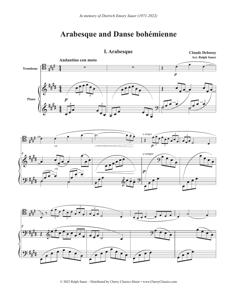 Arabesque and Danse bohémienne for Trombone and Piano Piano Accompaniment scores gallery preview page 2