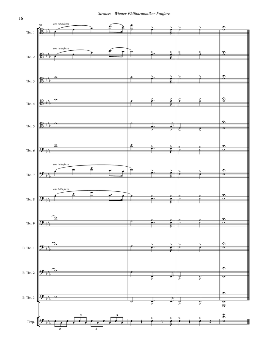 Wiener Philharmoniker Fanfare for Trombone Choir & Timpani (Opt.) Trombone scores gallery preview page 8