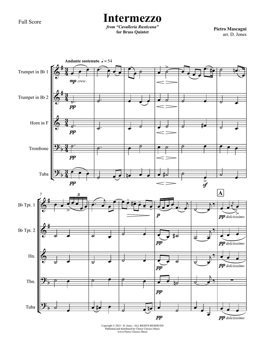 Intermezzo from Cavalleria Rusticana for Brass Quintet Brass Quintet scores gallery preview page 2