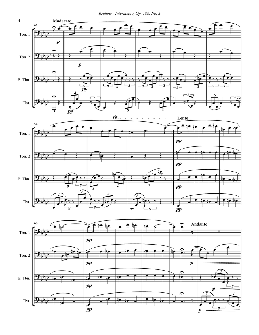 Intermezzo, Op. 118 No. 2 for Low Brass Ensemble Score scores gallery preview page 3