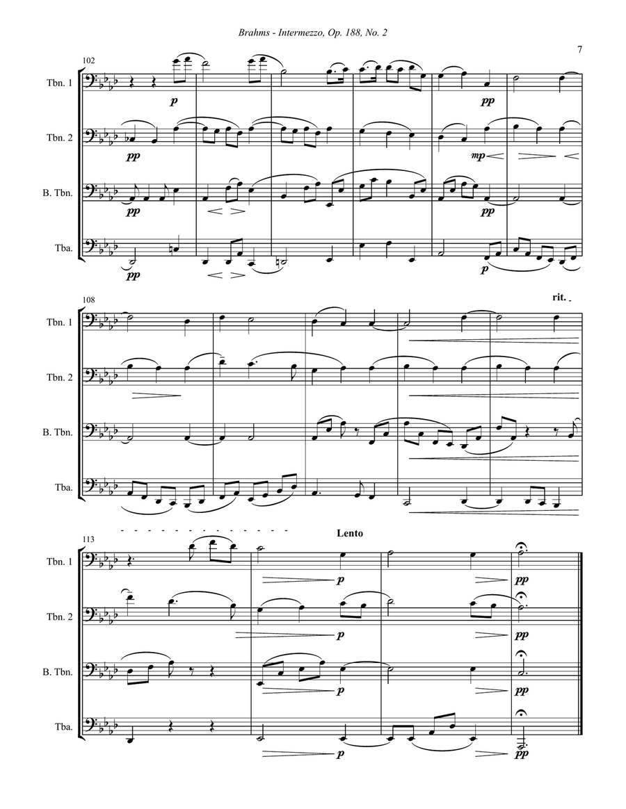 Intermezzo, Op. 118 No. 2 for Low Brass Ensemble Score scores gallery preview page 4