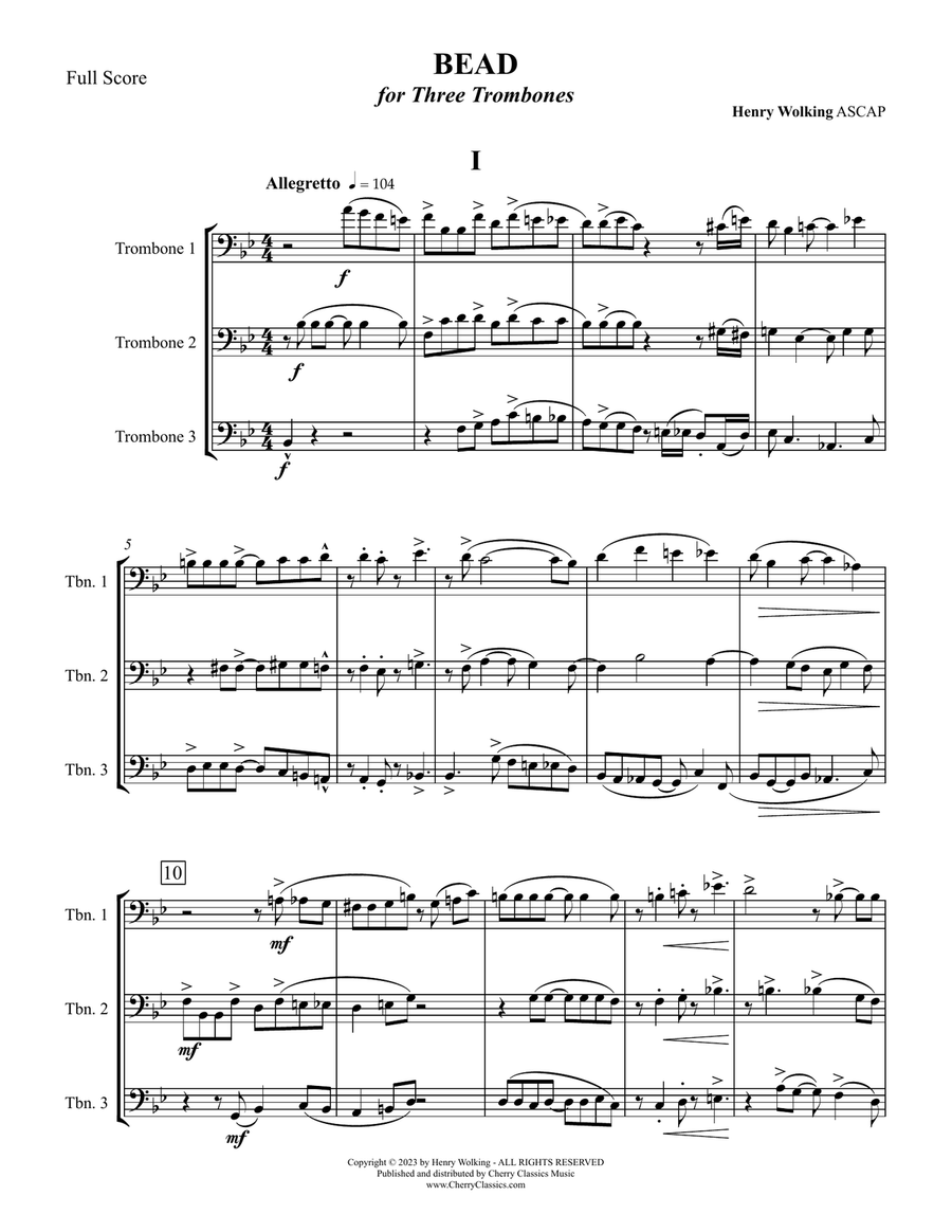 BEAD for Three Trombones Trombone Trio scores gallery preview page 2
