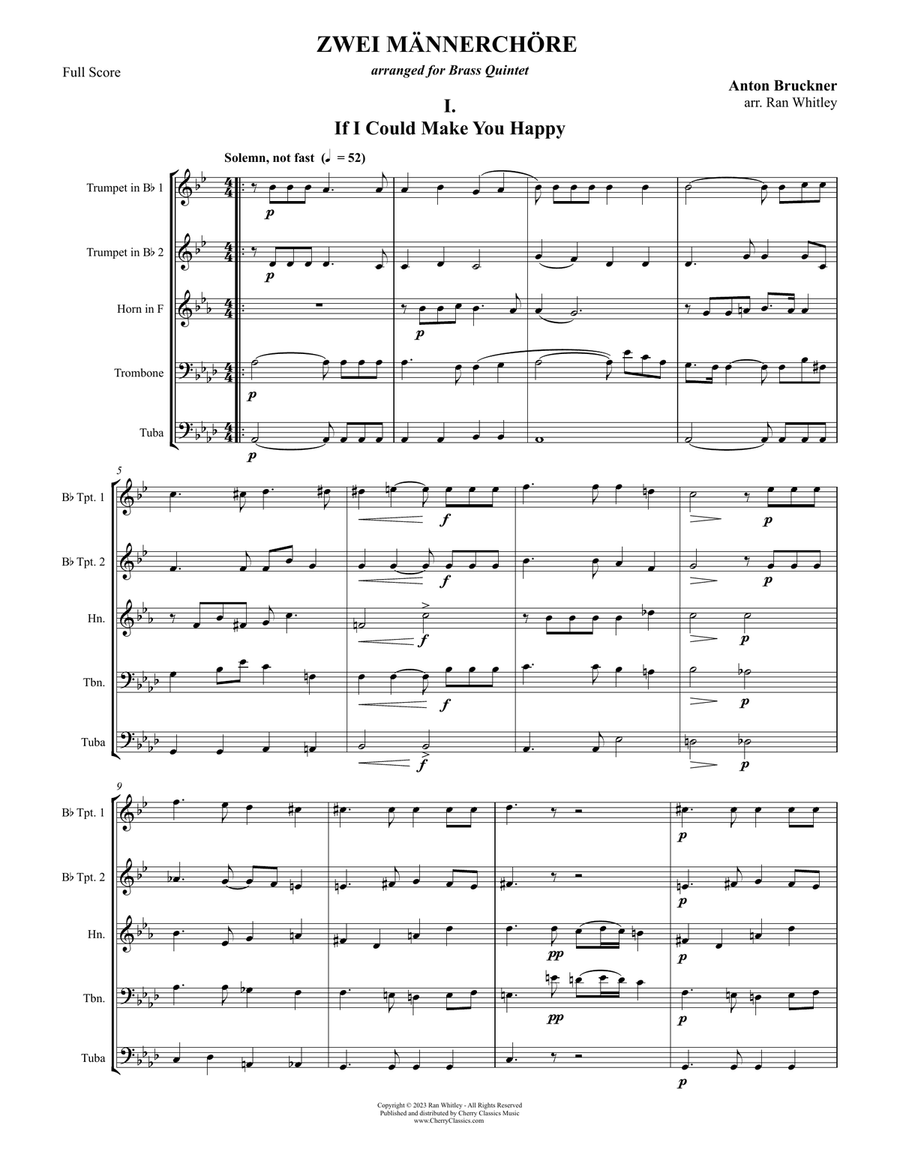 Zwei Männerchöre for Brass Quintet Brass Quintet scores gallery preview page 2