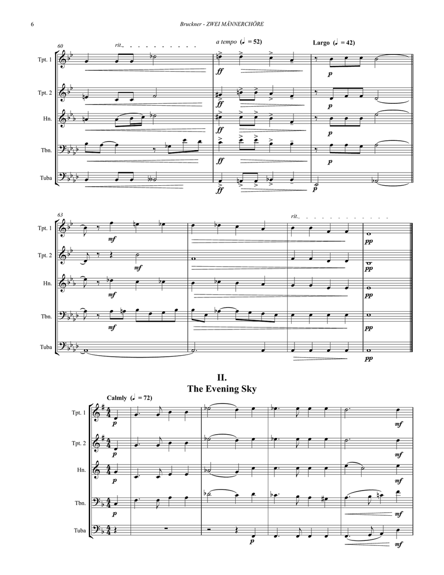 Zwei Männerchöre for Brass Quintet Brass Quintet scores gallery preview page 3