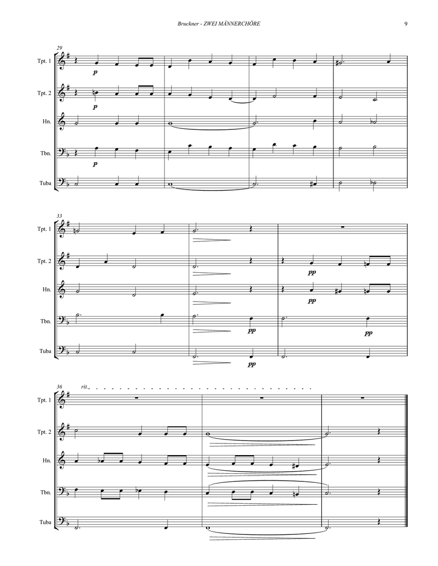 Zwei Männerchöre for Brass Quintet Brass Quintet scores gallery preview page 4