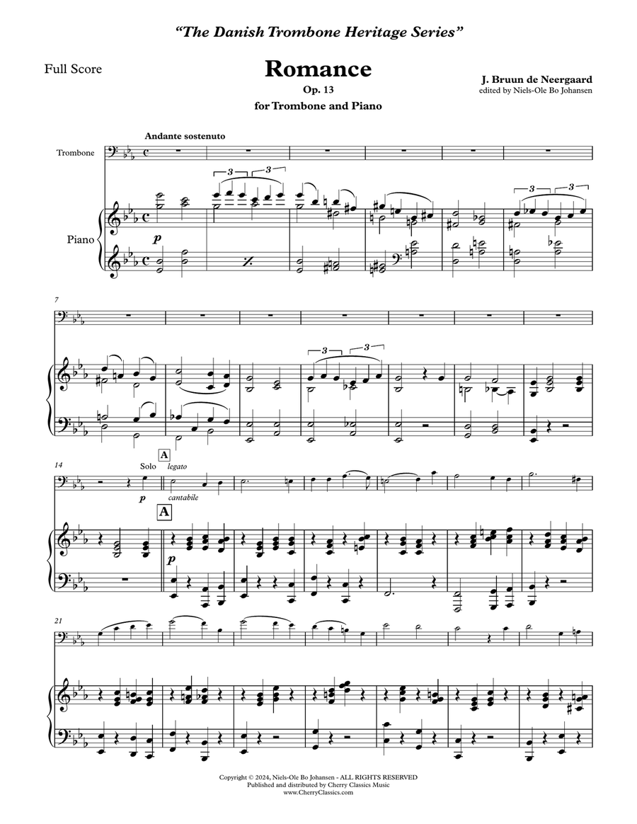 Romance, Op. 13 for Trombone and Piano Piano Accompaniment scores gallery preview page 3