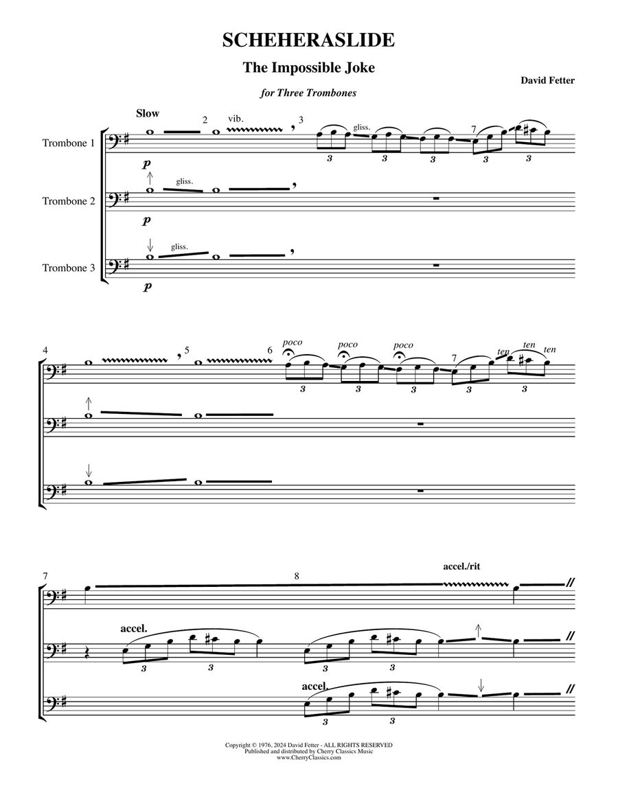 ScheheraSlide - The Impossible Joke for Three Trombones Trombone Trio scores gallery preview page 2