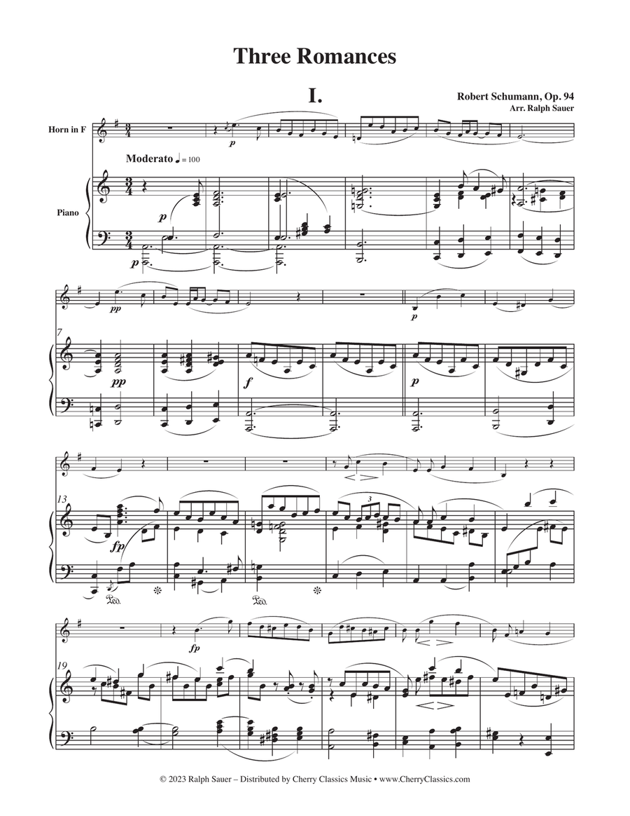 Three Romances for Horn and Piano, op. 94 Horn scores gallery preview page 2