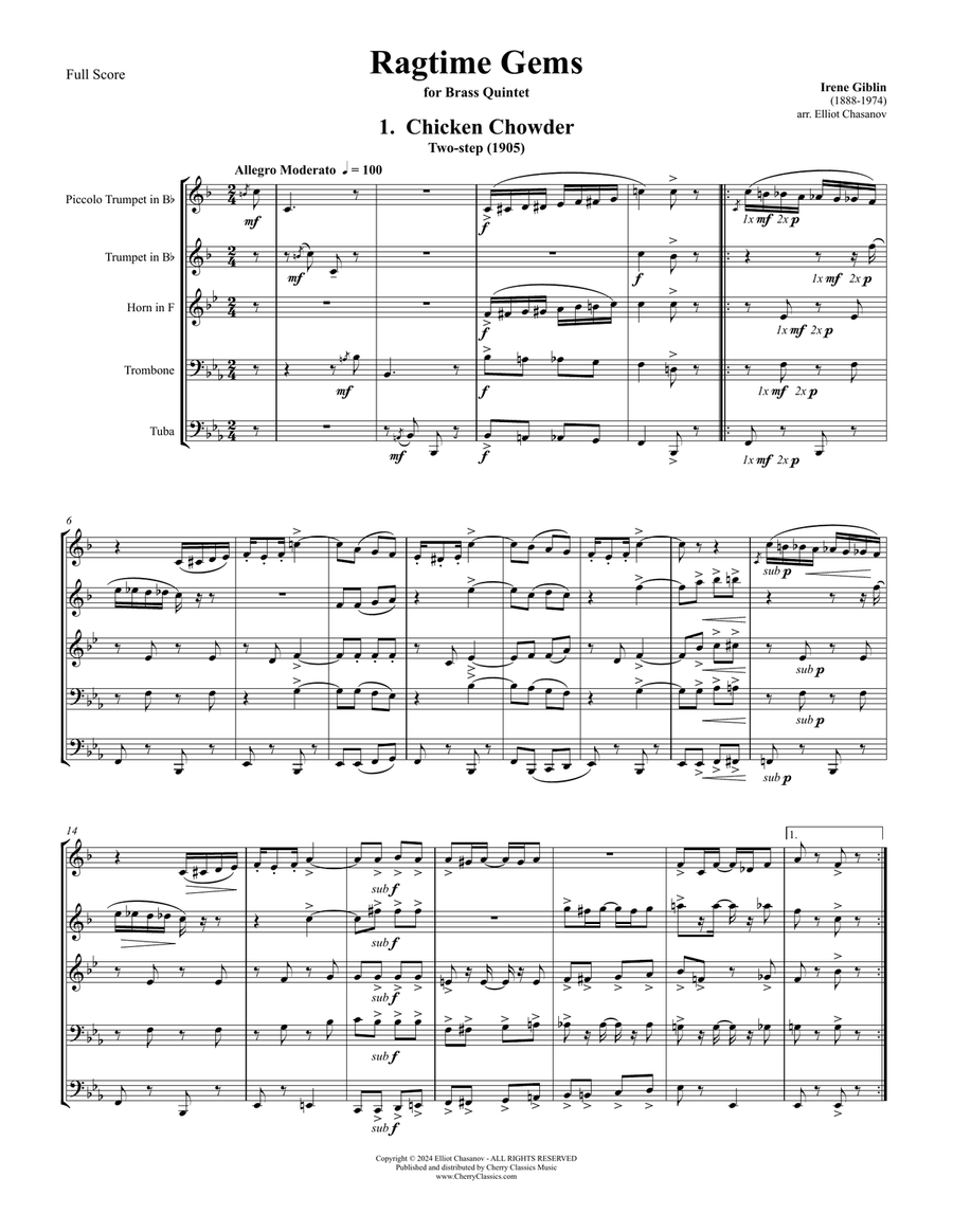 Ragtime Gems for Brass Quintet Brass Quintet scores gallery preview page 3